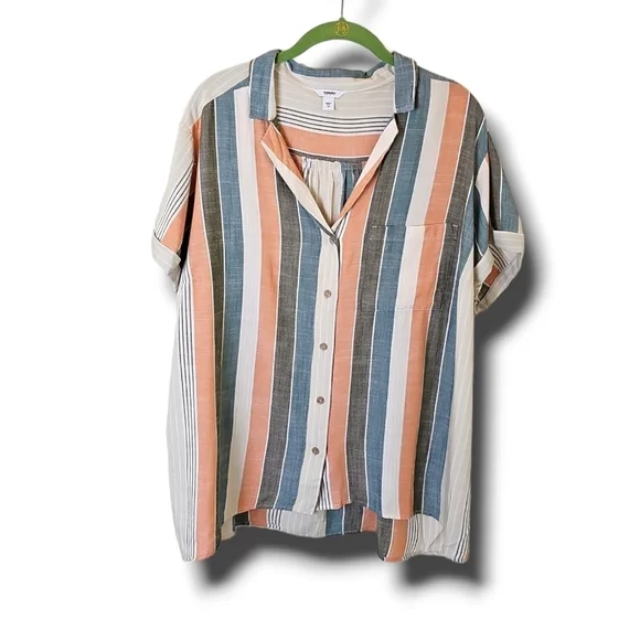 Sonoma Elastic Waist Pull On Vertical Striped Shorts Size 1X EUC - Picture 2 of 7